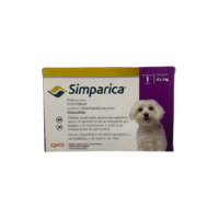 Caja de Simparica desparasitante externo para perros, presentación en tabletas masticables