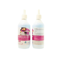 Frasco de Clorhexin Spray Antiséptico para mascotas sobre fondo blanco, con etiqueta visible y diseño limpio
