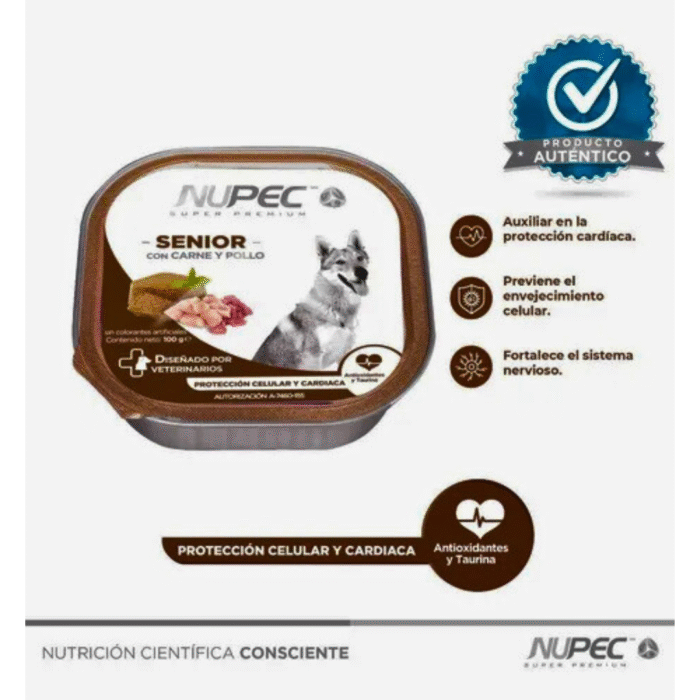 Nupec Alimento Húmedo Senior | Con Antioxidantes y Taurina para Perros Mayores