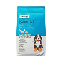 Croquetas Maka Receta 1 para cachorro en sacos de 2 kg, 4 kg, 8 kg y 15 kg | alimento premium para perros en crecimiento