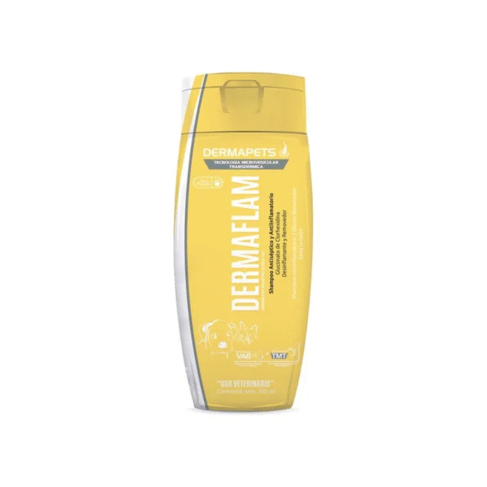 Dermaflam shampoo y jabón para perros y gatos con clorhexidina, vitamina E y árnica