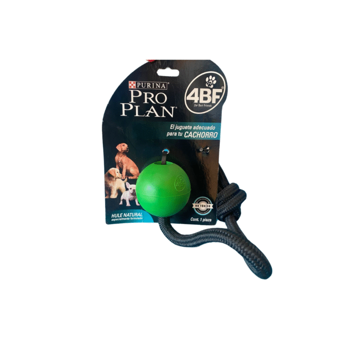 Pelota de hule natural con cuerda para perro, juguete resistente y no tóxico